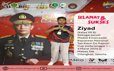 Ziyad, Siswa MTsN 3 Bogor raih medali emas Kejurnas Taekwondo